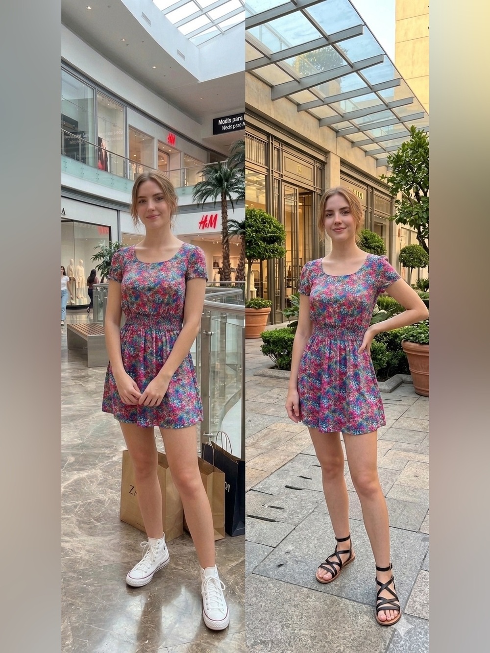 Forever 21 Pink Floral Smocked Mini Dress